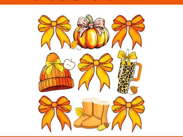 Retro pumpkin coquette bow fall autumn halloween png t shirt design online