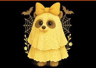 Lace Ghost Raccoon Feral Halloween PNG, Cute Ghost Floral Halloween PNG
