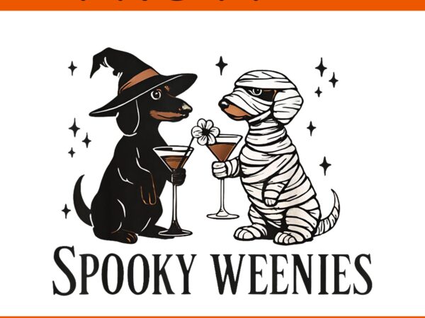 Spooky weenies halloween png, dachshund spooky season png t shirt template vector