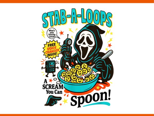 Stab-a-loops horror cereal box halloween killer breakfast png t shirt template vector