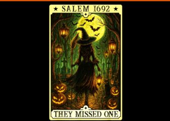 Salem 1692 Halloween Witch They Missed One Tarot Card Women PNG