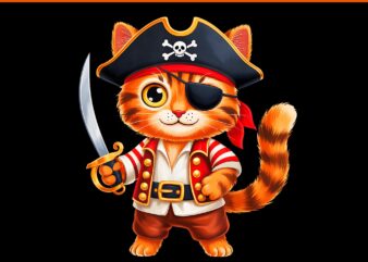 Cat Pirate Halloween PNG, Skull Halloween PNG