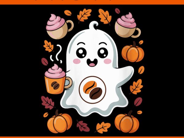 Ghost barista holding coffee cup halloween png t shirt design template