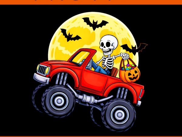 Skeleton monster truck halloween png t shirt template vector