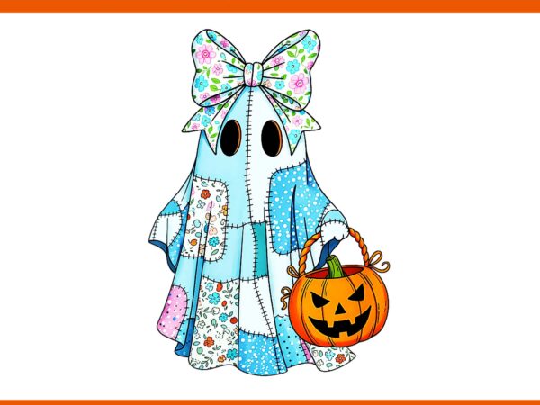 Halloween blue denim boo ghost floral coquette fall pumpkin png graphic t shirt