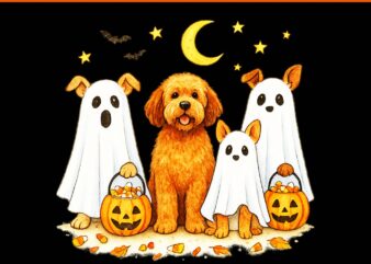 Dog Ghosts Halloween Trick or Treat PNG