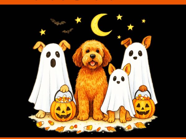 Dog ghosts halloween trick or treat png t shirt vector illustration