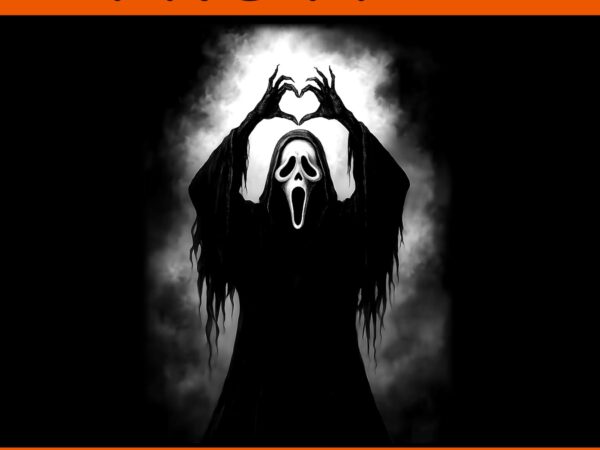 Scary face horror creepy ghost heart hands halloween spooky png t shirt template vector
