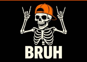 Bruh Gamer Skeleton Halloween PNG, Bruh Video Game Controller Skeleton Halloween PNG