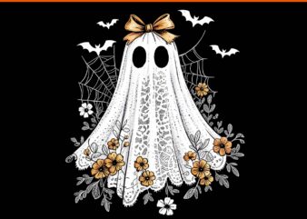 Coquette Ghost Halloween Flower Ghost Spooky Lace Ghost PNG