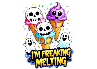 I’m Freaking Melting Skull Ice Cream Halloween PNG