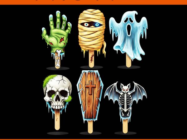 Summerween horror movies png, summer popsicle halloween ice cream png t shirt template vector
