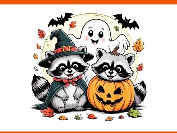 Halloween raccoon ghost pumpkin fall animal png graphic t shirt