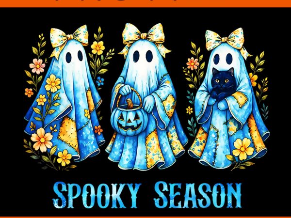 Spooky season halloween blue denim png, ghost patchwork spooky halloween png t shirt template vector