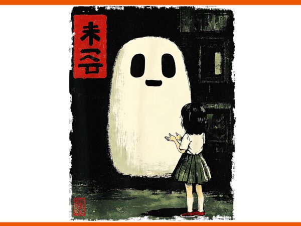Cute japanese friendly ghost spooky kawaii anime halloween png t shirt vector file