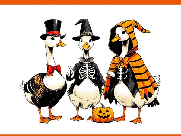 Three goose halloween png, halloween goose png t shirt designs for sale