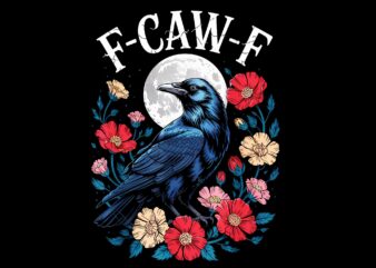 F-CAW-F Crow Gothic Raven Caw Caw Halloween PNG