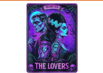 The Monster Frankenstein And Bride The Lovers Tarot Card PNG