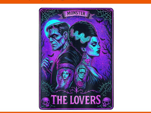 The monster frankenstein and bride the lovers tarot card png t shirt designs for sale