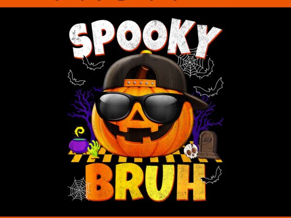 Spooky bruh cool jack o lantern halloween png t shirt template vector