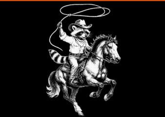 Vintage Raccoon Cowboy Western Country PNG