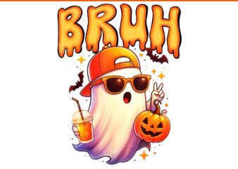 Bruh Meme Spooky PNG, Bruh Ghost Halloween PNG