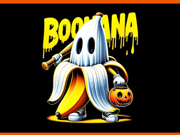 Boonana ghost png, banana halloween png t shirt template