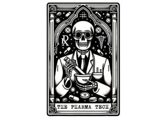 Spooky Skeleton Pharmacy Technician Tarot Card PNG