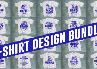 40 Retro Beach and Faith-Inspired Typography T-Shirt Design Bundle