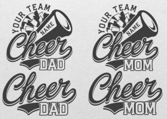 Cheer Mom Svg, , Cheer Dad Svg Megaphone Svg, Pom Pom Svg, Pompom, Cheer Cone, Cheerleader Team Svg