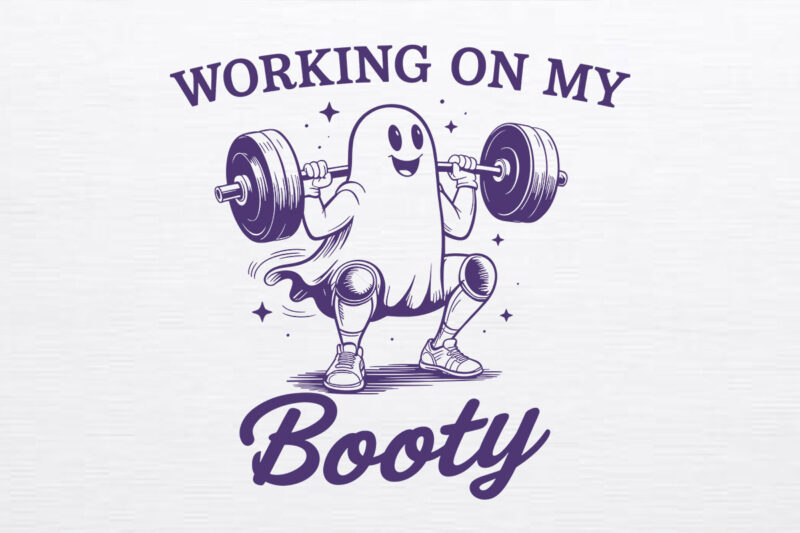 Funny Halloween T-Shirt Designs – Working on My Booty Ghost, Holy Ghost, Dog in Ghost Costume