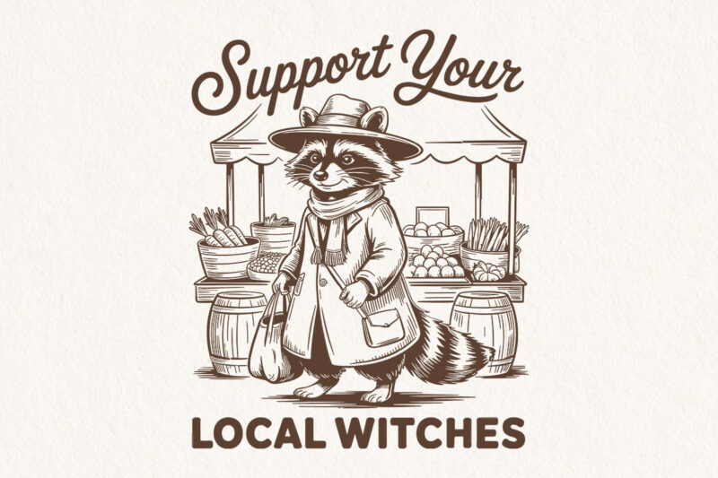 Halloween T-Shirt Designs – Creepin’ It Country Ghost, Local Witches Support, Ghost with Pumpkin Cart
