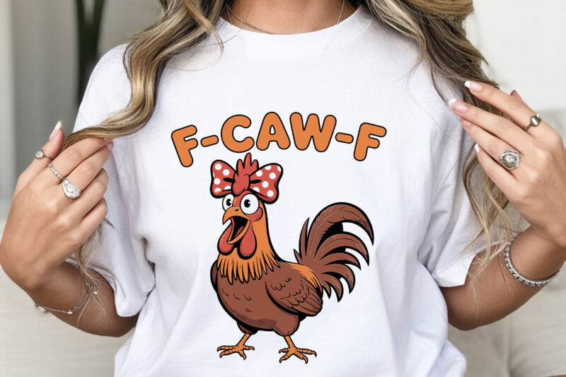 F-Caw-F Rooster Vector Bundle, Chicken Clipart, Funny Rooster Design, SVG PNG EPS DX Files, Cute Chicken Illustration