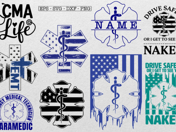 Ems svg , emt svg , star of life png , paramedic svg , ems american flag svg files vector clipart