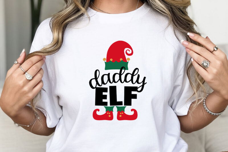 Family Elf Christmas T-shirt Bundle – Daddy, Mama, Papa, Brother, Sister, Grandma, Grandpa, Customizable Name & Holiday Fun Apparel