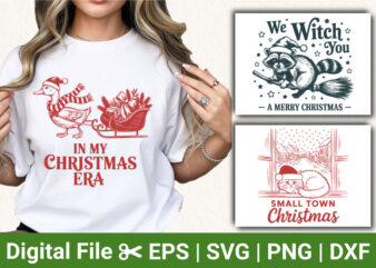 Funny Christmas T-Shirt Designs, Duck Christmas Shirt, We Witch You a Merry Christmas Tee, Small Town Christmas Apparel, Holiday Humor Graph