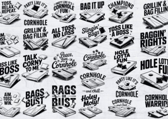 26 Cornhole SVG Bundle, Funny Cornhole Shirt Svg, Cornhole Clipart, Cornhole Game Shirt