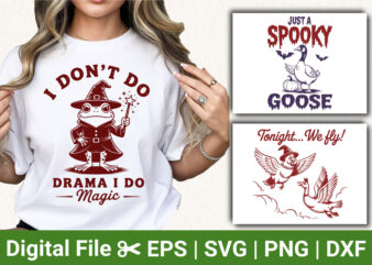 Funny halloween t-shirt designs: i don't do drama i do magic frog, spooky goose, tonight we fly - perfect for magic lovers and halloween ent