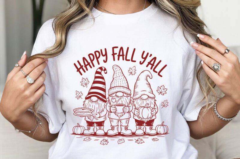 Happy Fall Y’all Gnomes Thanksgiving T-shirt, Fall for Jesus Give Thanks Pumpkin Graphic, Autumn Apparel