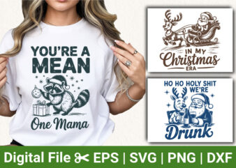 Funny Christmas Shirt Designs, Raccoon Holiday Tee, Drunk Santa Shirt, Ho Ho Holy Shit Shirt, Mean One Mama Christmas Apparel