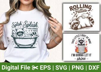 Funny Raccoon Graphic Tees, Sarcastic and Quirky T-shirt Designs, Cute Animal Quotes, Fun Raccoon Bath and Trash Shirt