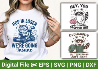 Funny Cat and Raccoon Graphic T-shirts, Sarcastic Animal Designs, Humorous Quotes, Cute Raccoon and Insane Cat Shirts