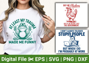 Funny Animal T-shirt Designs, Sarcastic Frog, Chicken, and Donkey Quotes, Humor Graphic Tees, Cute Animal Apparel for Adults