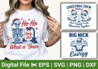 Ho Ho Holy Shit Skeleton Christmas T-shirt, Big Nick Energgg Shirt, Christmas Crew Raccoon Design, Holiday Humor Graphic Tee