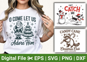 Christmas T-Shirt Designs, Santa and Tree Holiday Tee, Cute Dog Snowman Shirt, Candy Cane Raccoon Christmas Apparel, Adore Him Christmas Gra