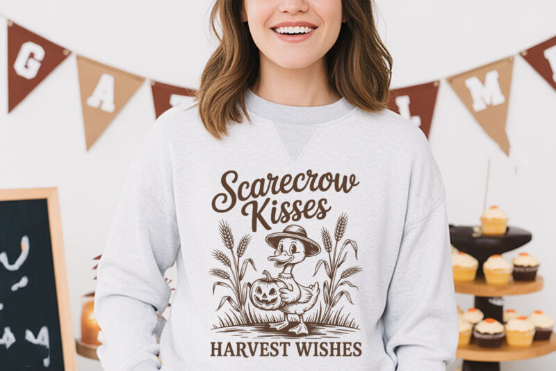 Fall for Jesus Farm Fresh Pumpkins Scarecrow Kisses Harvest T-shirt Design, Autumn Faith Graphic, Pumpkin Patch Apparel