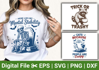 Here lies my mental stability halloween shirt: trick or trashy raccoon, cats because people are creepy tee