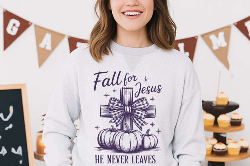 Fall for Jesus Farm Fresh Pumpkins Scarecrow Kisses Harvest T-shirt Design, Autumn Faith Graphic, Pumpkin Patch Apparel