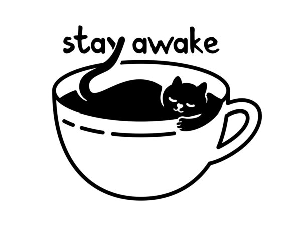Stay awake coffee cat t shirt template vector