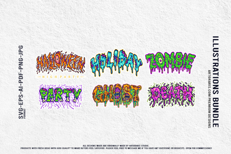 Creepy graphic design halloween slime zombie ghost death party font